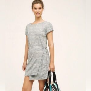 Maeve Anthropologie Gray Wrap T-shirt Dress M